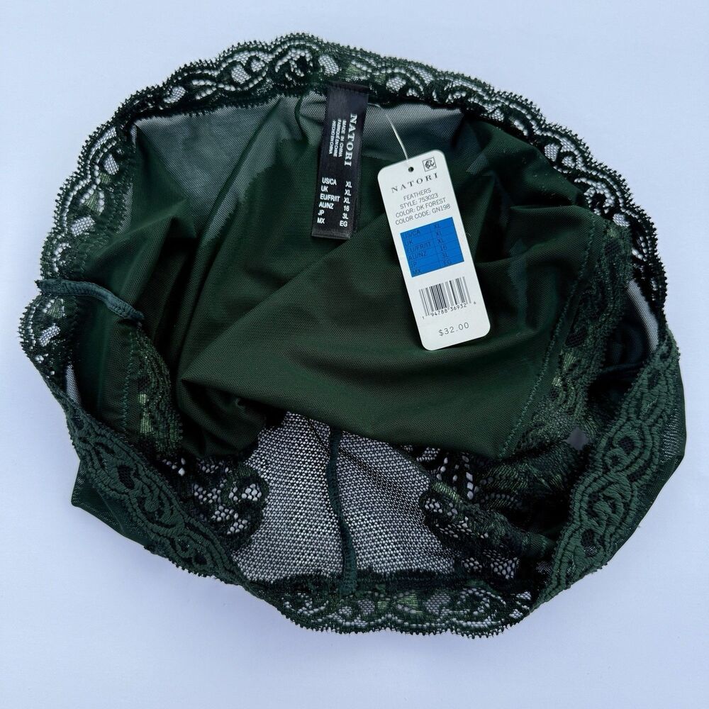 NWT Natori Feathers Lace Panty Women's S or XL Dark Green Underwear Bottom - Picture 3 of 3